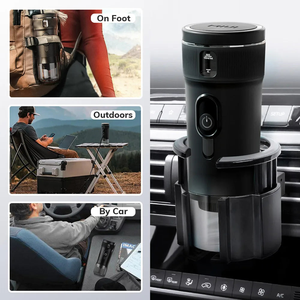 Portable Coffee Maker MIUI Small Espresso Machine DC12V Travel Coffee Maker for Car Outdoors Camping Backpacker Lightweight