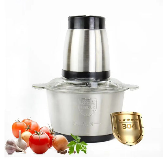 NEW Food Chopper Stainless Steel 2L Electrical Food Processor Meat Grinder Blender Mixer Machine Kitchen Appliances,EU Plug