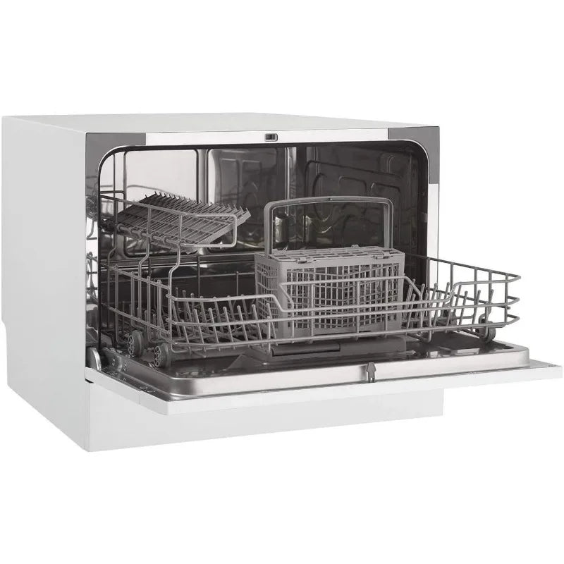 Countertop Dishwasher with 6 Place Settings, 6 Wash Cycles and Silverware Basket, Low Water Consumption and Quiet Operation