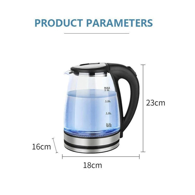 2.0L Electric Kettle Tea Coffee Thermo Pot Glass Hot Water Boiler 1500W Quick Boiling Kitchen Smart Kettle Temperature Control