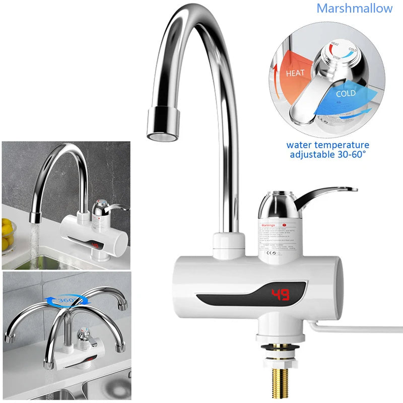 Electric Water Heater Kitchen Tap Instant Hot Water Faucet Heater Cold Heating Faucet Tankless Instantaneous Water Heater