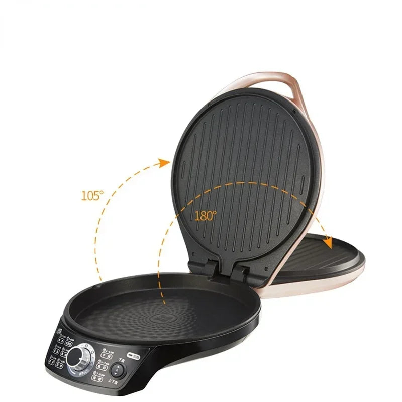 Household Double Side Heating Electric Skillet 220V Crepe Pancake Maker Automatic Pizza Pie Machine BBQ Tool Frying Pan